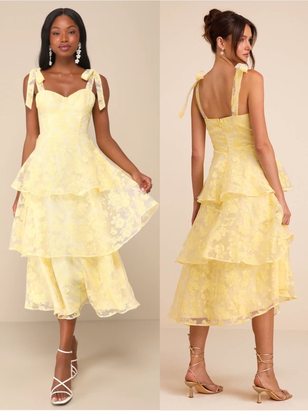 LULUS Floral Burnout Chiffon Sweetheart Bustier Tier Ruffle Fairycore Dress M - Picture 3 of 10